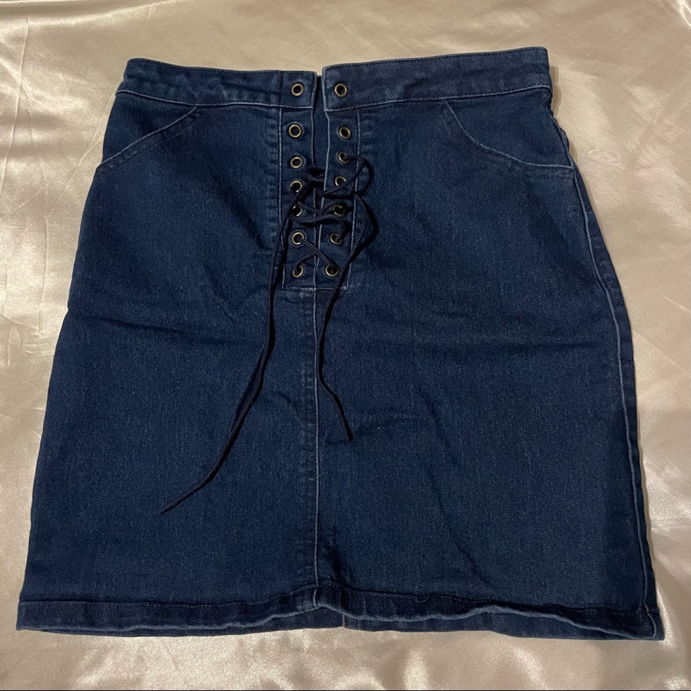Forever 21 Jean skirt lace up size small